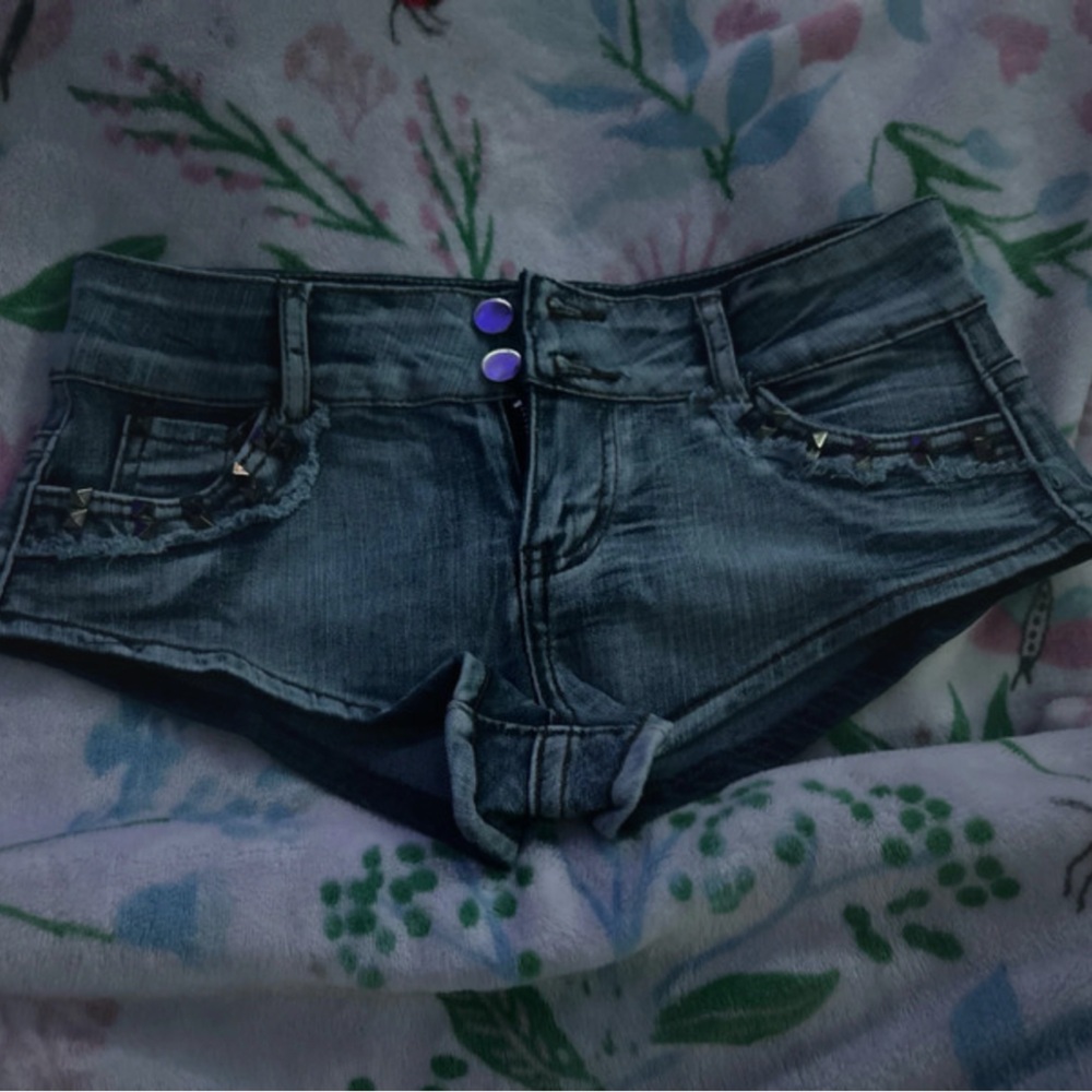 blue retro mini shorts